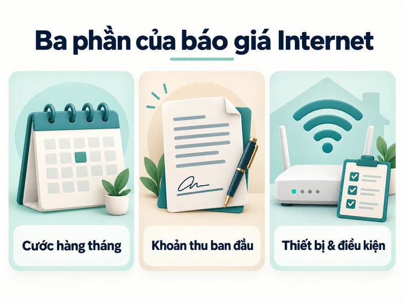 Minh họa ba phần cần đọc trong báo giá Internet